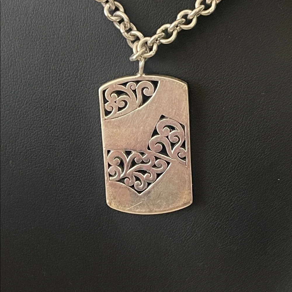 Lois Hill Sterling Silver Mother of Pearl Inlay Pendant Necklace 19”